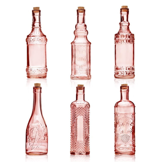 Botellas de vidrio BULK PARADISE surtidas de color rojizo con corcho, 16 ml, paquete de 6