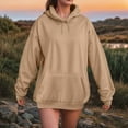 thumbnail image 2 of Hessimy Hoodie Women Casual Sweatshirts Workout Long Sleeve Drawstring Hooded Jacket Crop Tops Essentials Hoodie Pullover Oversized Women Blouses graphic hoodies(A66-Khaki,S), 2 of 4