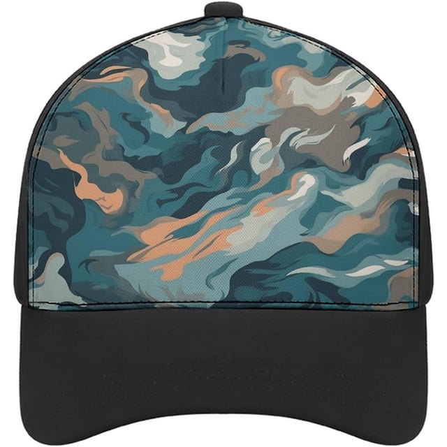 Blue Camouflage Pattern Baseball Cap Classic Golf Cap Soft Dad Hat Multicolor Adjustable Low Profile Hat Unisex