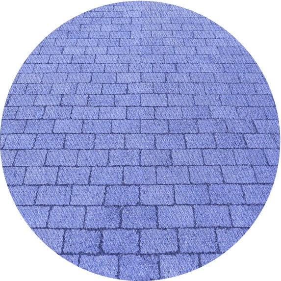 Ahgly Company Machine Washable Indoor Round Transitional Denim Blue Area Rugs, 3' Round