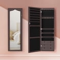 thumbnail image 4 of Espejo de Pared con 6 Cajas de Almacenamiento | Joyero Organizador con LED para Dormitorio y Guardarropa, 120x37x8.7 cm(Marrón), 4 of 9