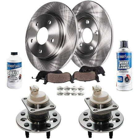 Detroit Axle - Rear Brake Kit Wheel Bearing Hubs for 2WD 2008-2009 Buick LaCrosse, 2006-2010 Chevy Impala, 2006-2007 Monte Carlo Brake Rotors Ceramic Brakes Pads Replacement
