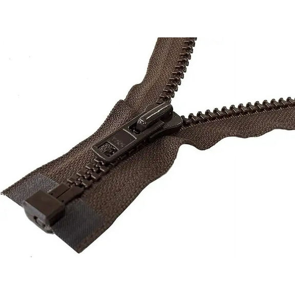 YKK #8 Heavy Duty Vislon Molded Brown Separating Jacket Zipper - Color: Brown #570 - Made in The United States (1 Zipper Per Pack) (22" Inches)
