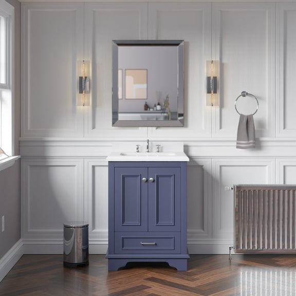 Nantucket 24" Bathroom Vanity with Marine Gray Cabinet and Quartz Top