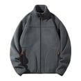 thumbnail image 2 of Fengqque Cardigan Sweaters for Men Full Zip Double-sided Fleece Up Stand Collar Slim Fit Cotton Jacket with Pockets Dark Gray XXL(XXL), 2 of 7