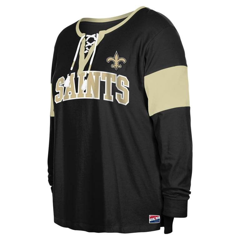 Women's New Era Black New Orleans Saints Plus Size Lace-Up Notch