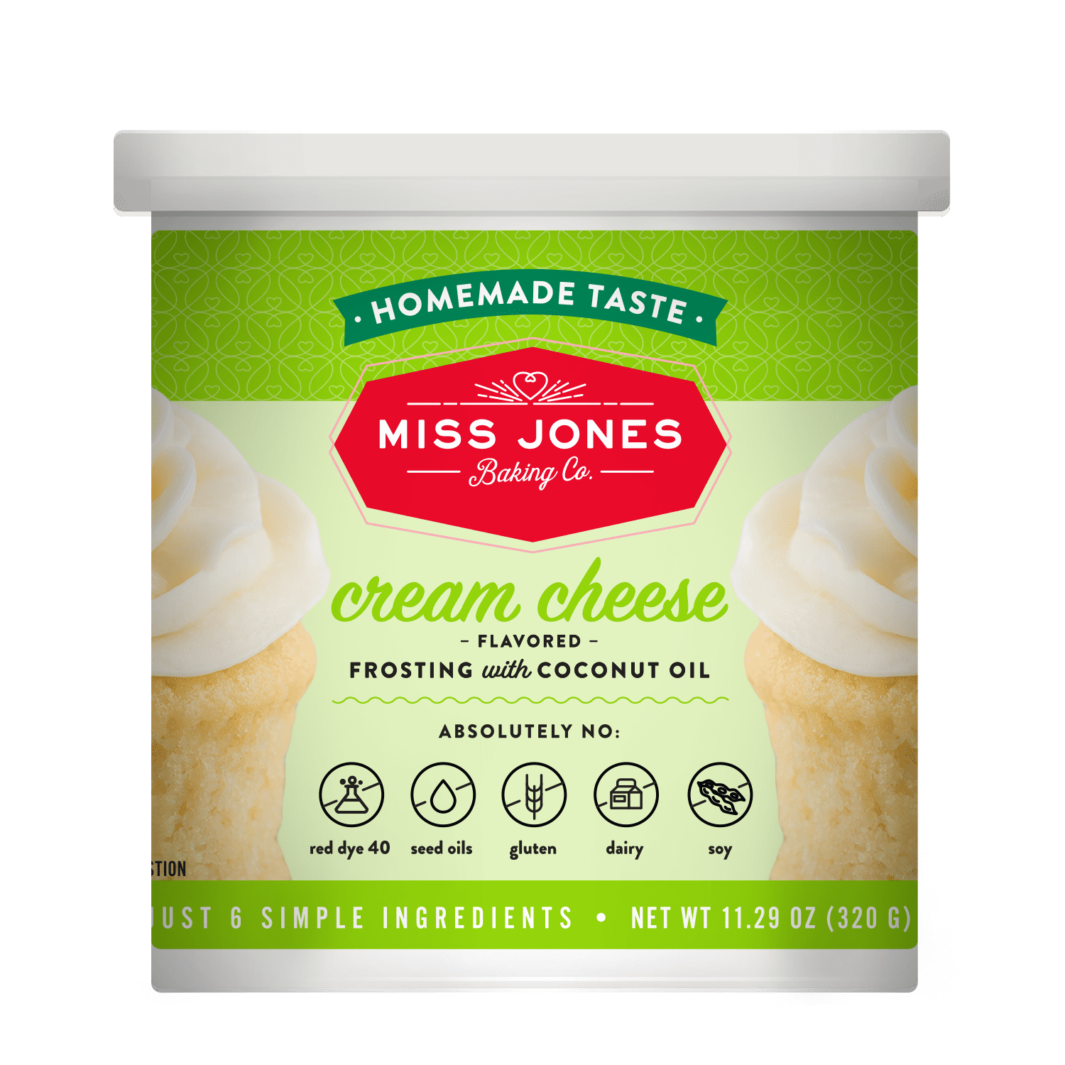 (3 pack) Miss Jones Baking Co. Natural White Cream Cheese Frosting, 11.29oz