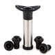 thumbnail image 4 of Bomba de vino - Juego Sommelier Vacu Vide con 4 tapones de triple brida - La mejor manera de almacenar vino - Edición negra (Plata), 4 of 5