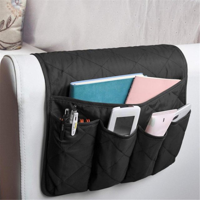 Bolsa de almacenamiento colgante para reposabrazos de sofá, organizador de aperitivos remoto para el hogar (negro) JAMW Sencillez