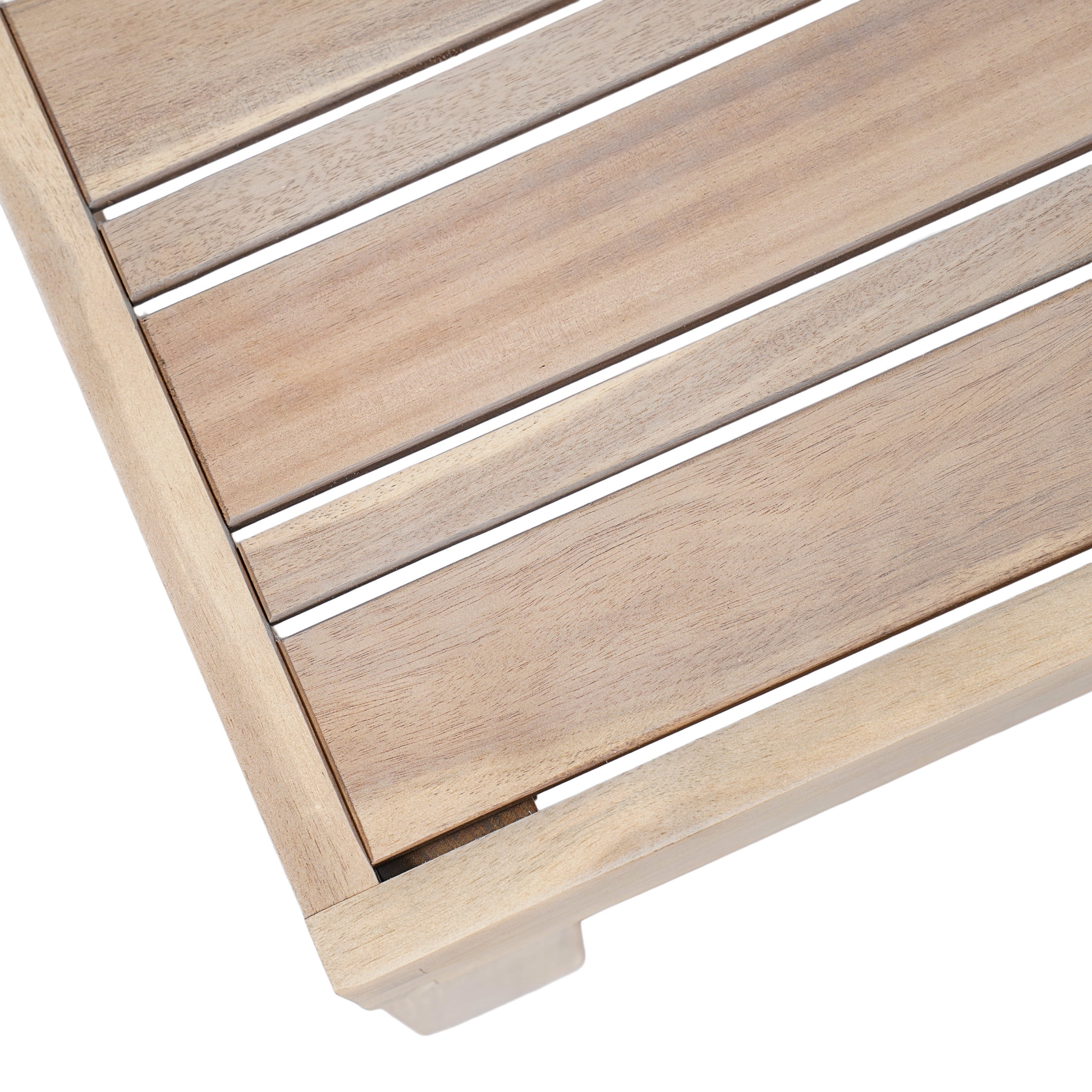 Christopher Knight Home 29.5" Outdoor Acacia Wood Coffee Table, Square Slatted Patio Table, Light White