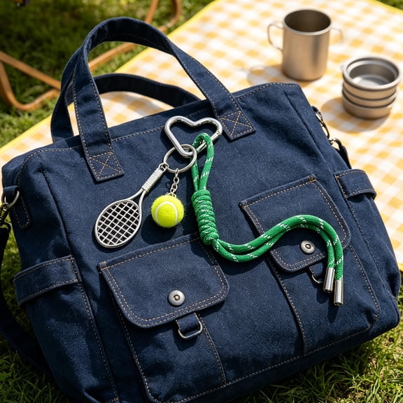 Vosarea Tennis Keychain Woven Durable Braided Pendant Lightweight Sports Bag Charm for Backpack Decor