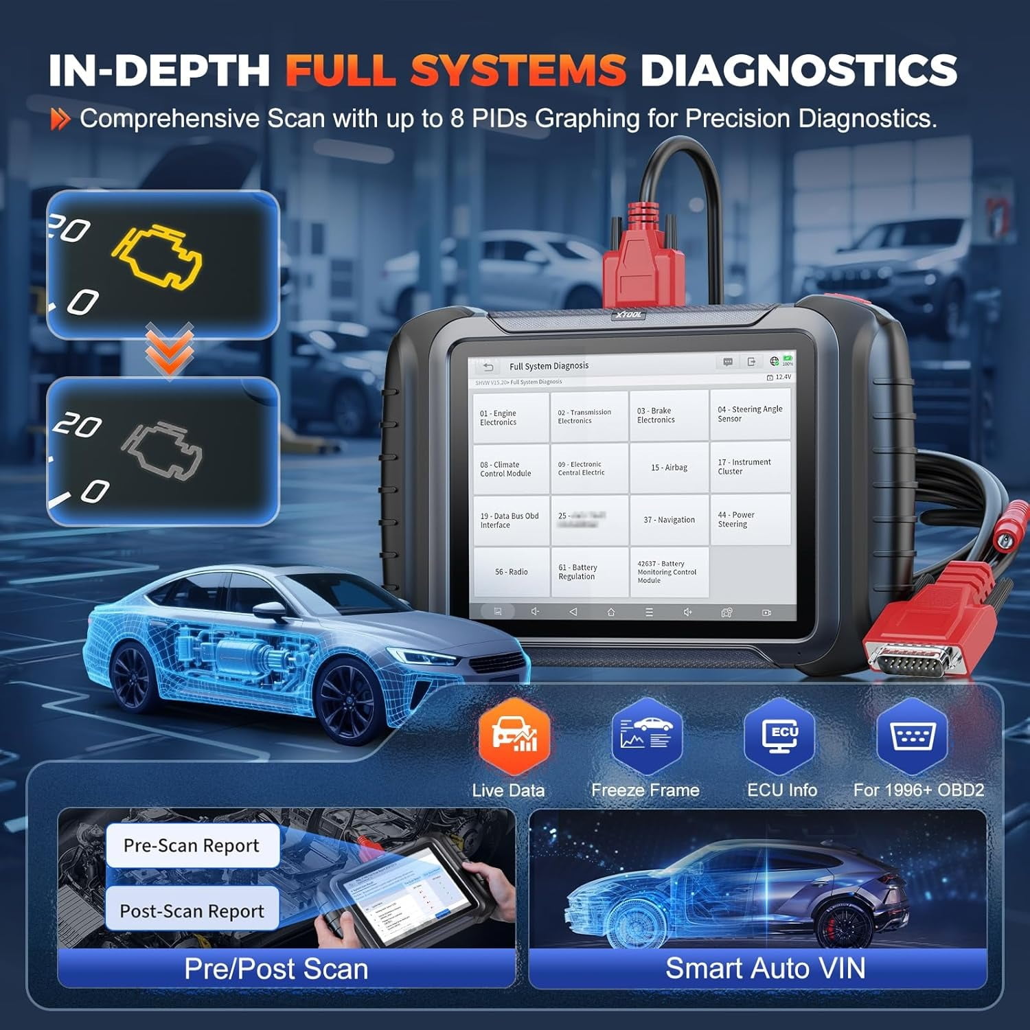 XTOOL D8S V2.0 Bidirectional Scan Tool AI-Assisted OBD2 Scanner with Topology Mapping, ECU Cod-ing, Upgraded Ver. of D8, 3 Years Free Updates