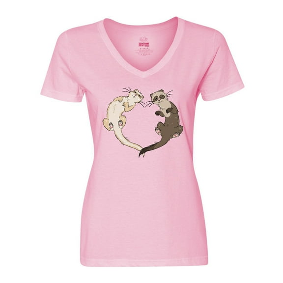 Inktastic Cute Ferret Heart Women's V-Neck T-Shirt