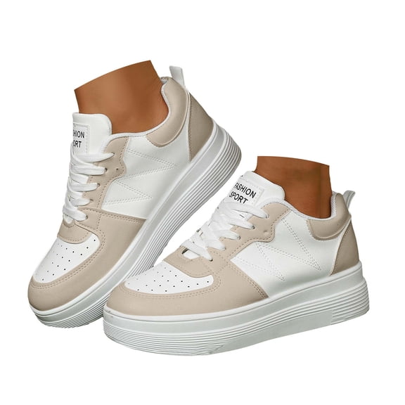 YLYL Women Platform Sneakers Low Top Lace up Fashion Comfortable Casual Walking Tennis Shoes