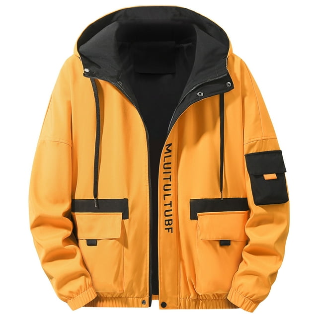 WRKEKC Men's Lightweight Windproof Cycling Coat for Spring Outdoor Riding, Thin Mountain Climbing Work Jacket with Water Resistant Yellow XXL