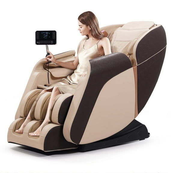Advanabd 4D Massage Chair Full Body | Zero Gravity Shiatsu Massage Chairs Recliner with Heated Track Bluetooth Speaker Foot Roller, 22 Massage Points, Beige