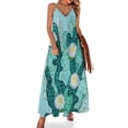 thumbnail image 1 of Vestido de playa sin mangas con flores de cactus en flor, abstracto, floral, turquesa, verde azulado y blanco, vestidos de mujer, 1 of 7