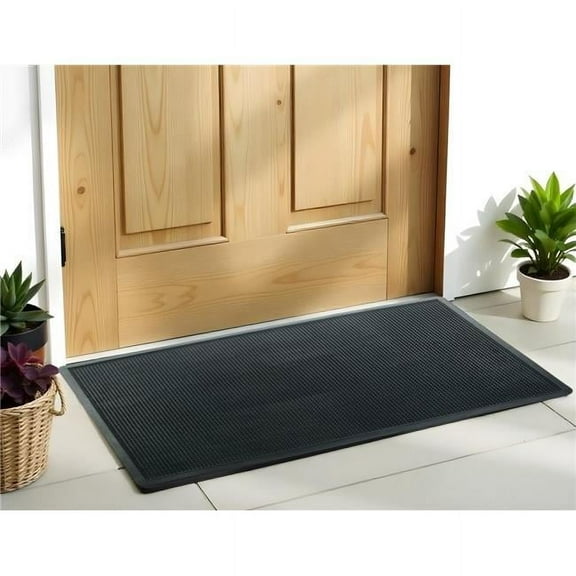 HomeRoots 573965 Modern 18 x 47 in. Black Rubber Outdoor Machine Made Door Mat