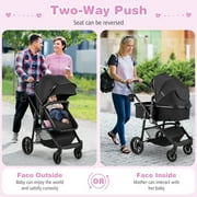 Babyjoy 2 in 1 Foldable Baby Stroller Kids Travel Newborn Infant Buggy Pushchair 22 lbs Black