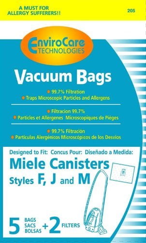 Micro Allergen Filtrete Miele FJM Vacuum Bags with 5 Bags and 2 Filters 
