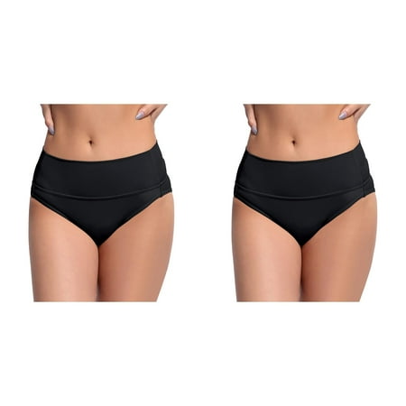 Wijhcboe 2 Pack Women s Women Swim Pants Black High Waisted Bikini Swim Bottoms Retro Basic Full Swim Suit Cover Ups Pants Coverage Swimsuit Mid Waist Bathing Suit Bottom Swim Pants for Men Camoufla