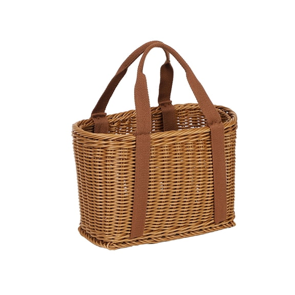 Topukaiba Imitation Vines Weaving Storage Basket - Handheld Weaving Basket - Outdoor Camping Storage Basket - Vegetable Shopping Storage Basket Brown S
