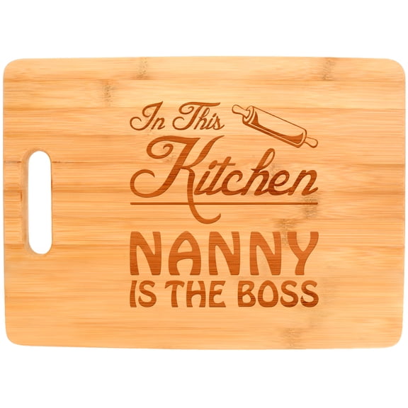 ThisWear Mother's Day Gift for Grandma in This Kitchen Nanny is the Boss Big Rectangle Bamboo Cutting Board