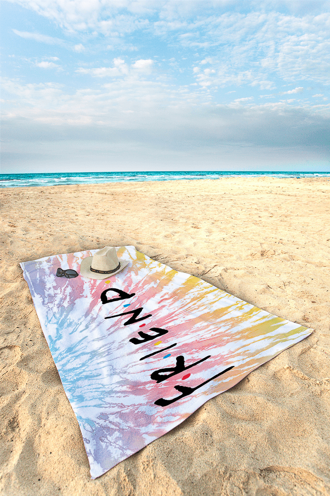 Friends Tie Dye Friends Beach Towel, 34 x 64, White, Warner Brothers