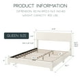 thumbnail image 3 of Einfach Queen Size White Leather Upholstered Bed Frame with Adjustable Headboard, No Box Spring Needed, Low, 3 of 7