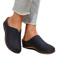 thumbnail image 3 of HTHLVMD Women's Embossed Mules, Closed Toe Slip On Shoes, Home Casual Shoes, Retro Leather Shoes, Closed Toe Clogs for Women Slip-On Mules: Comfortable Women's Mule & Clog, Navy 9, 3 of 7