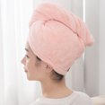 thumbnail image 3 of harmtty Hair Drying Hat with Button Super Absorbent Quick Dry Curly Long Thick Hair Head Wrap Double Layer After Shower Womens Girls Hair Drying Wrap Bathroom Supplies,Blue, 3 of 8