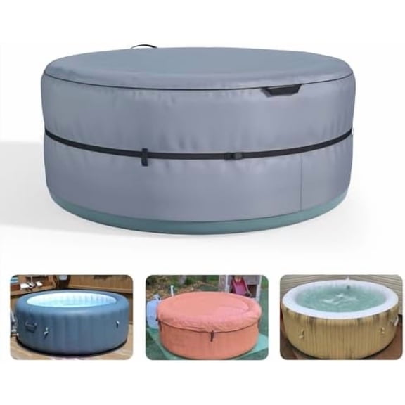 Hot tub Cover, Full Cover, Suitable for 71in Inflatable hot tub or Equivalent Size spa, Round, Gray (Cover only)$$Garden & Patio