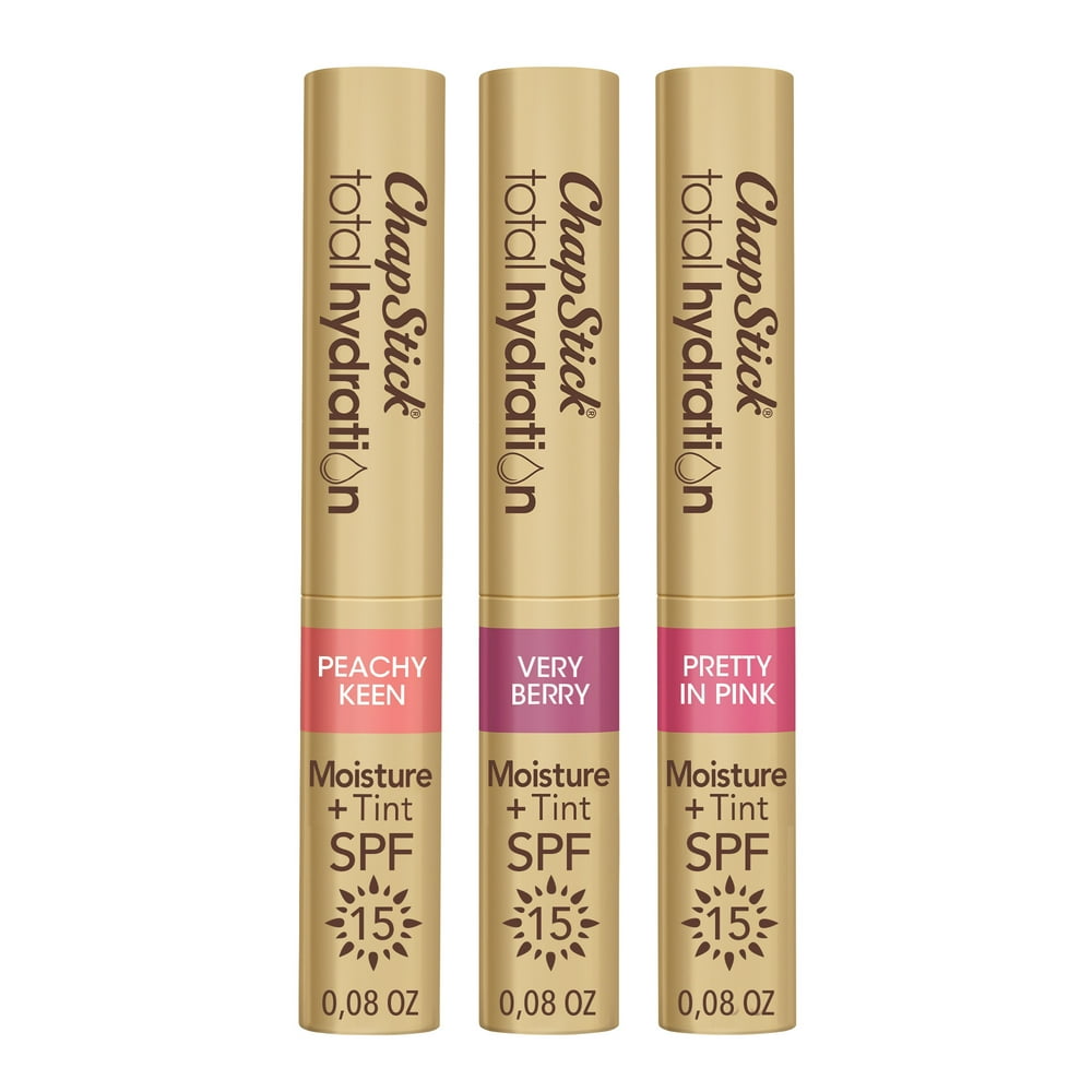 ChapStick Total Hydration Moisture + Tint + Spf, Tinted Lip Balm Collection With Natural
