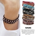 thumbnail image 2 of Leather Wrap Bracelets Leopard Multi-Layer Crystal Beads Cuff Bracelet Fashion Woven String Magnetic Snap Women Black, 2 of 7