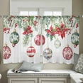 thumbnail image 4 of Christmas Balls Sheer Curtains 54 Inches Length 2 Panels Set, Window Sheer Curtains for Living Room/Bedroom, Red Green Xmas Botanical Poinsettia Light Filtering Rod Pocket Curtain 52'' x 54'' x 2, 4 of 7