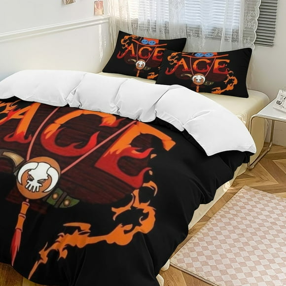 Portgas·D· Ace Bed Duvet Cover Funny Anime Cartoon Bedding Sets Lightweight 3 Piece Comforter Sets, 1 Duvet Cover And 2 Pillowcases