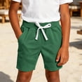 thumbnail image 3 of LEKWK Boys Cotton Workout Shorts Elastic Waist Drawstring Casual Bottoms Loose Fit Comfy Athletic Shorts with Pockets Summer Running Gym Outfits 0-12Y, 3 of 5