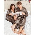 thumbnail image 3 of Ekouaer Couples Matching Pajamas Silk Long Sleeve Sleepwear Satin Soft Button Down Loungewear Pjs Set, 3 of 6