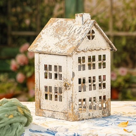 Rustic Vintage Metal House Candle Holder for Home Decor, Antique Look, 1pc