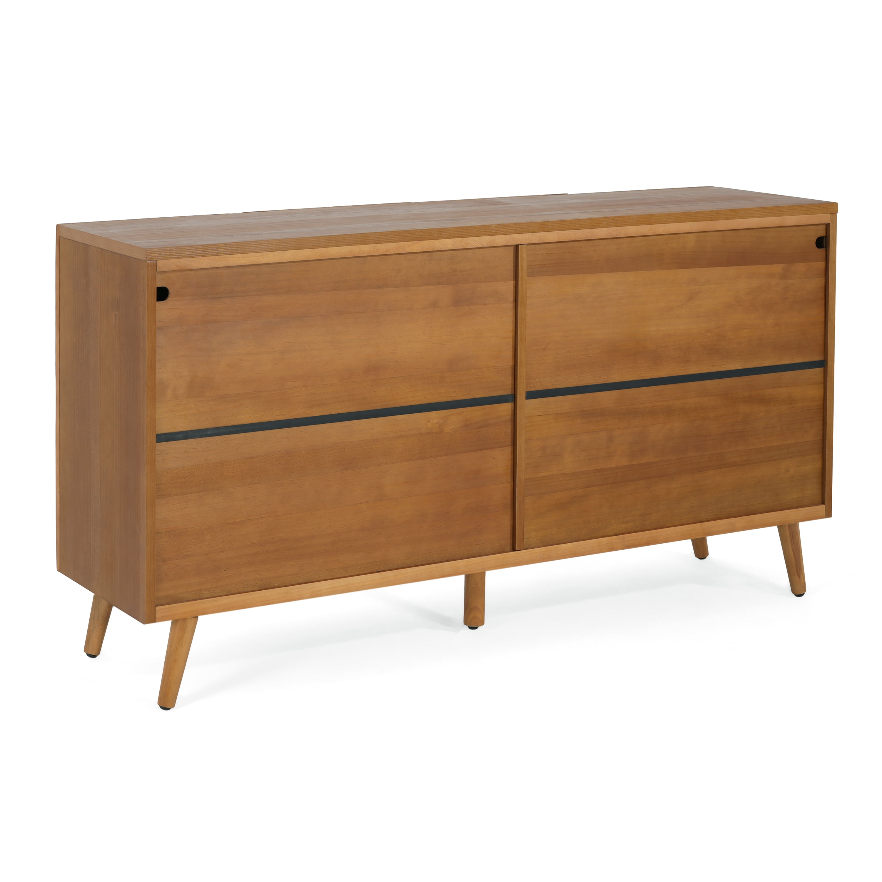 Euroco 59.8" Buffet Sideboard Cabinet,Wood Coffee Bar Station Table with 4 Doors and Adjustable Shelves,Modern Cupboard for Kitchen, Livingroom,Brown