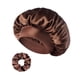thumbnail image 2 of Gorro de baño de satén para mujer, gorro para el pelo, para salón de belleza, maquillaje y baño. Marrón, 2 of 9