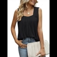 thumbnail image 1 of Camiseta Sin Mangas con Cuello Cuadrado y Volantes para Mujer, Camiseta Sin Mangas A Rayas, Informal, Holgada, de Verano Negro XXL, 1 of 9