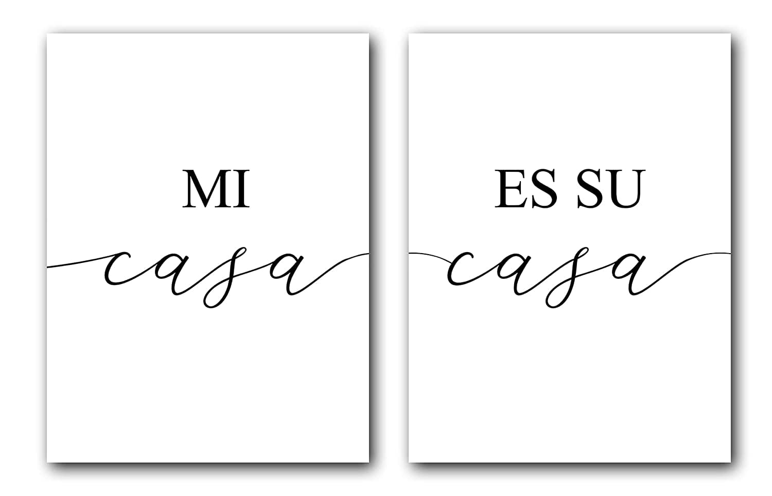 Mi Casa Es Su Casa, Set of 2 Posters, Minimalist Art, Typography Art