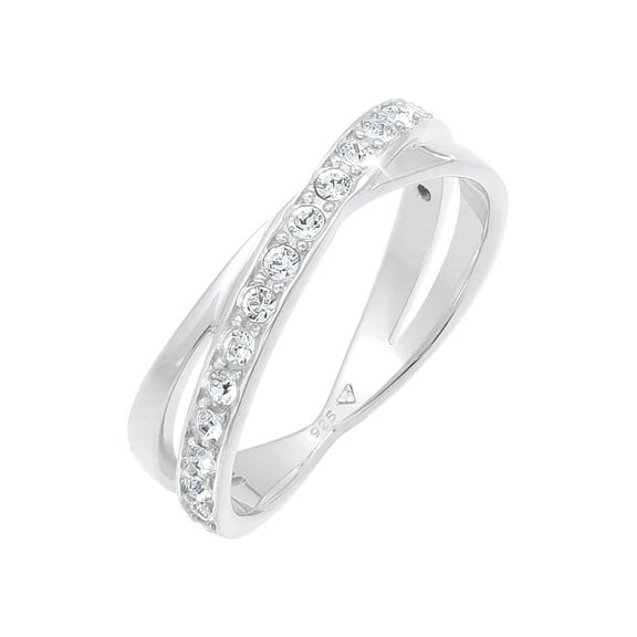 Elli by Julie & Grace Crystals Women Twisted Ring 925 Silver Size 6-8