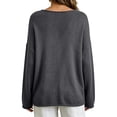 thumbnail image 6 of Gsakboxl Womens Summer Tops Women Hollow‑Out Sheer Knit Pullover Lightweight Crewneck Long Sleeve Sweater for Spring Autumn Layering Dark Gray, 6 of 8