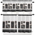 thumbnail image 2 of Kitchen Curtains Set, Black White Kitchen Curtains and Valances Set, Modern Black Checkered Home Art Rod Pocket Tier Curtains 36 Inch Length for Cafe/Bedroom Windows, 2 of 6