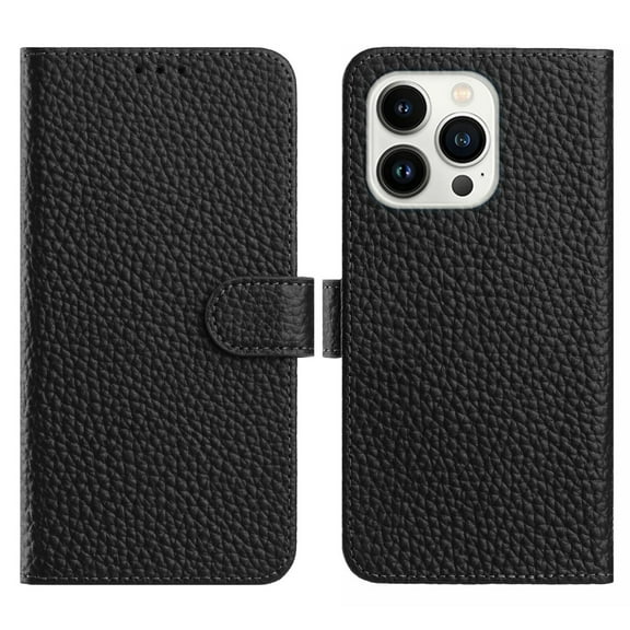 ELEHOLD Flip Case for iPhone 16,Faux Leather Flip Folio Cover Credit Card Slot Stand Magnetic Closure Protective Wallet Case for Men & Women,Black