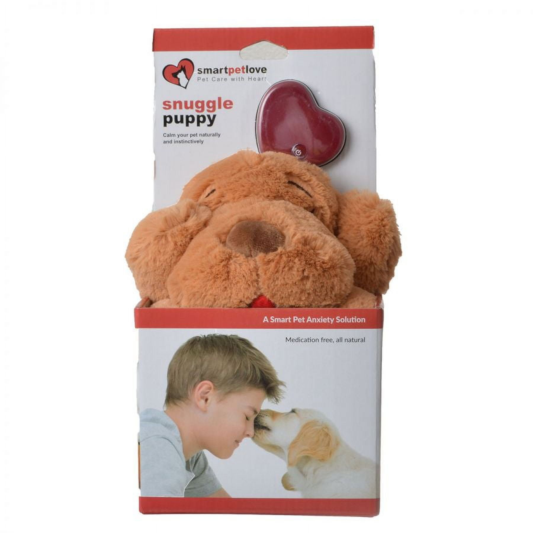 Original Snuggle Puppy Heartbeat Stuffed Toy for Dogs. Pet Anxiety Relief  and Calming Aid, Comfort Toy for Behavioral Training in Biscuit