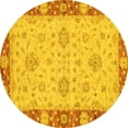 thumbnail image 1 of Ahgly Company Indoor Round Oriental Yellow Traditional Area Rugs, 5' Round, 1 of 4