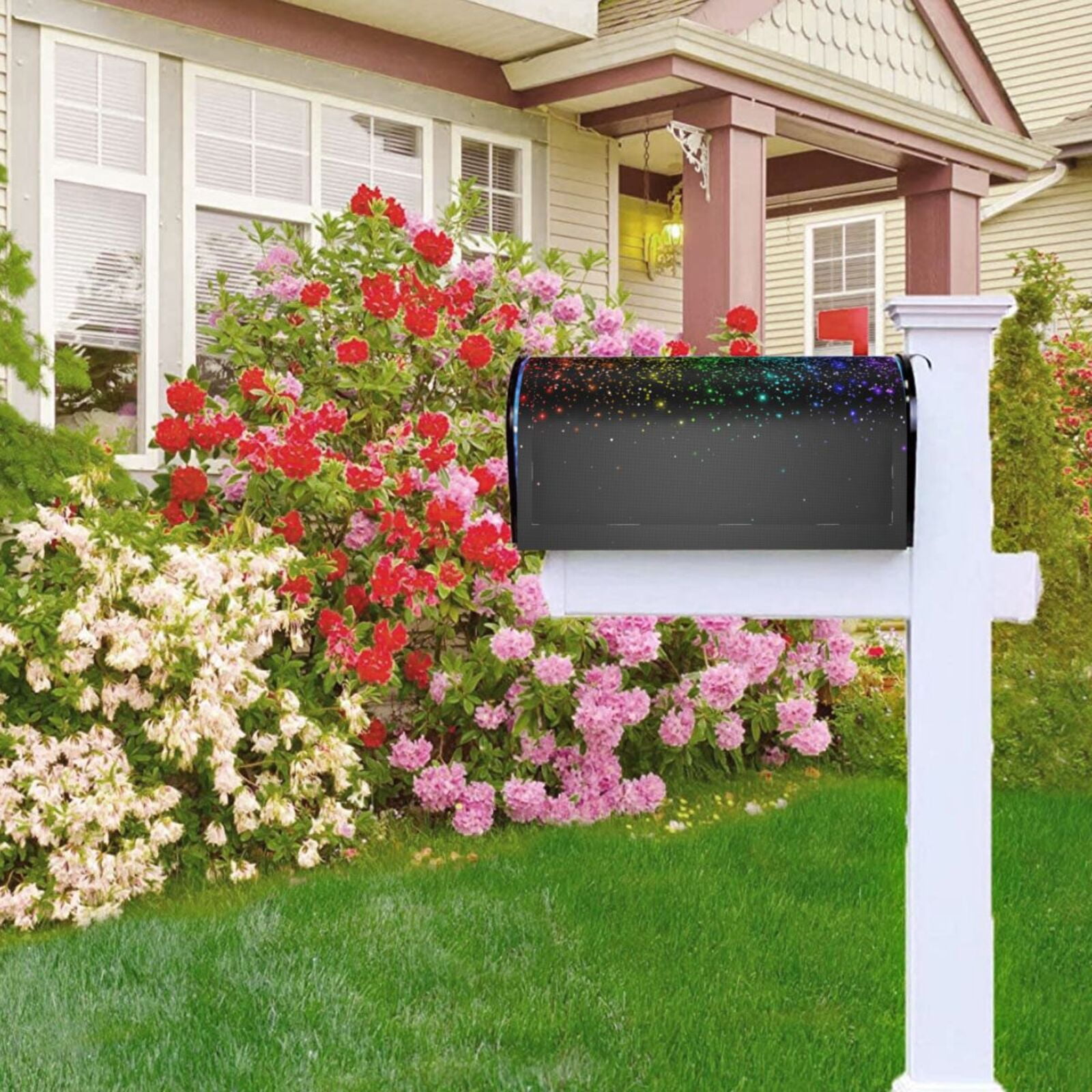 Vsdgher Night Rainbow Sparkles Mailbox Cover Magnetic Mailbox Wraps Post Letter Box Cover for Garden Yard Home Decor 2 Sizes-25.5x21 in